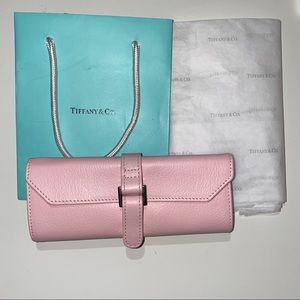 NEW Tiffany & Co Pink Leather Jewelry Roll w/ Bag